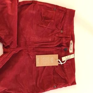 Madewell Maroon Brushed Denim Skinny Jeans, Size 28TL.  NWT